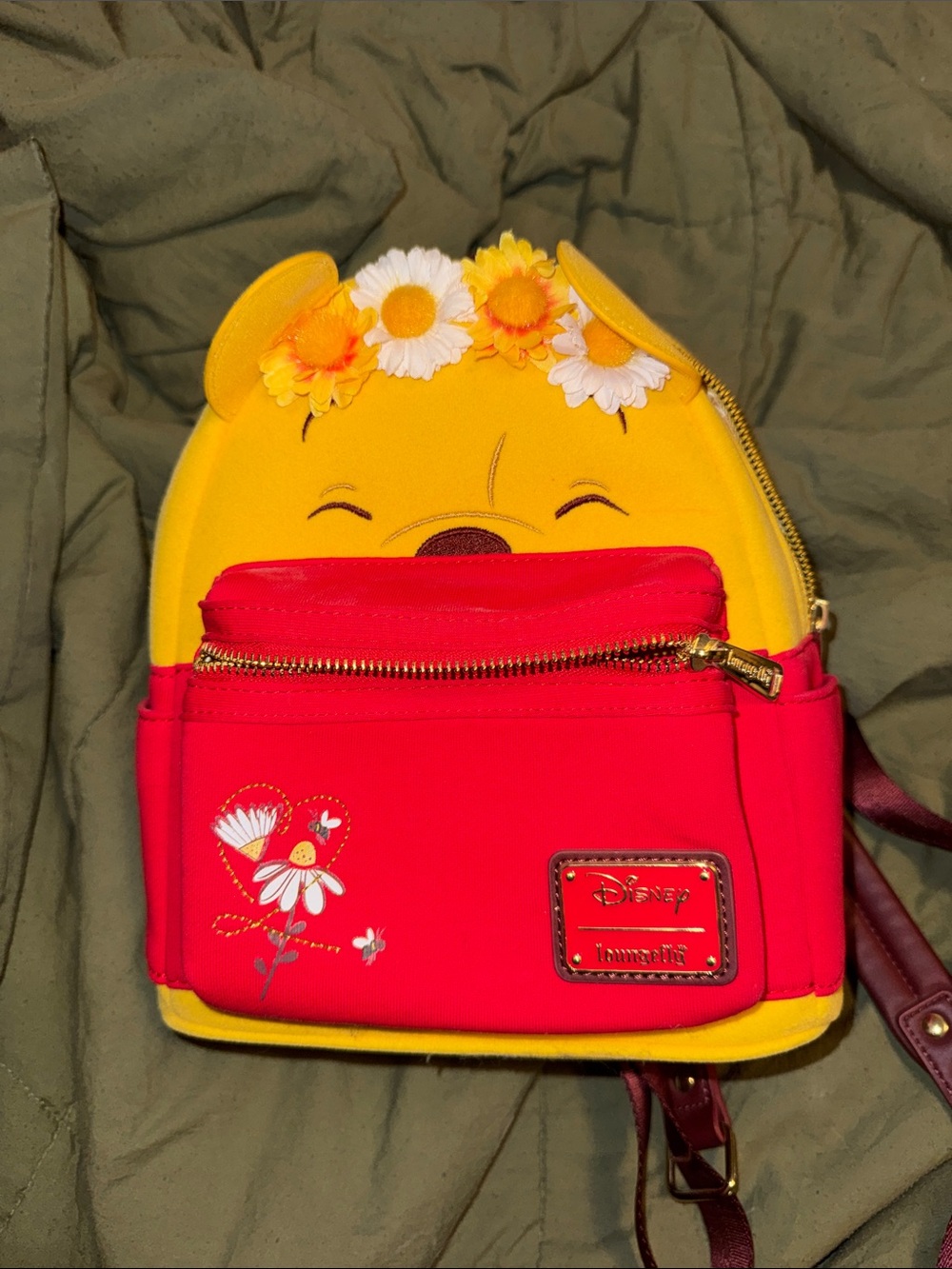 Disney Yellow & Red Winnie the Pooh Floral Mini Backpack
